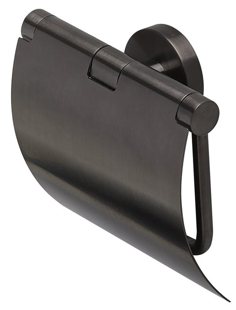 Geesa Nemox Brushed Black Uchwyt Na Papier Toaletowy Z Pokrywą Szczotkowana Czerń 916508-09